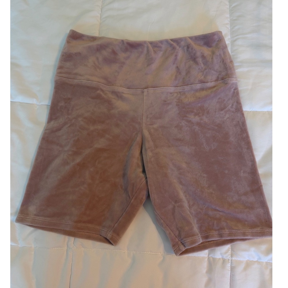 Colsie Bike Shorts Women Large Pink Excellent Velour High Waisted Lounge
